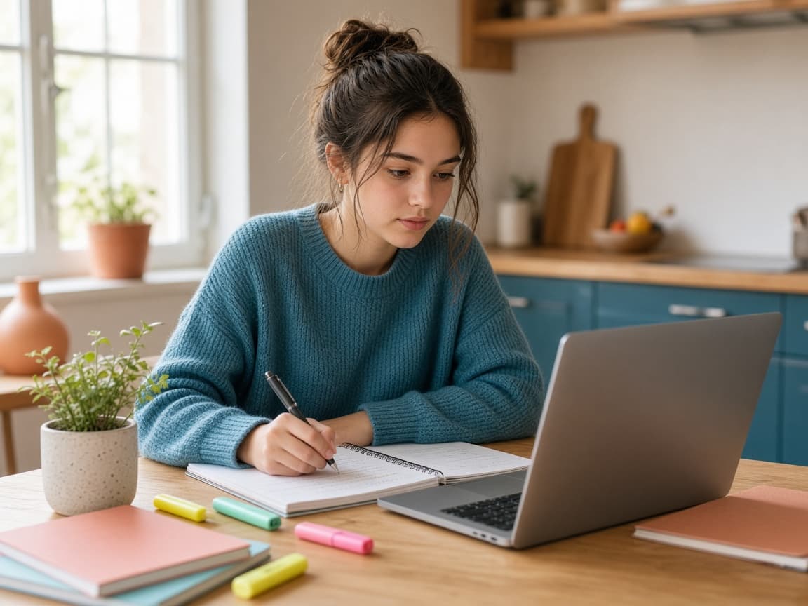 Élève concentré à la maison
